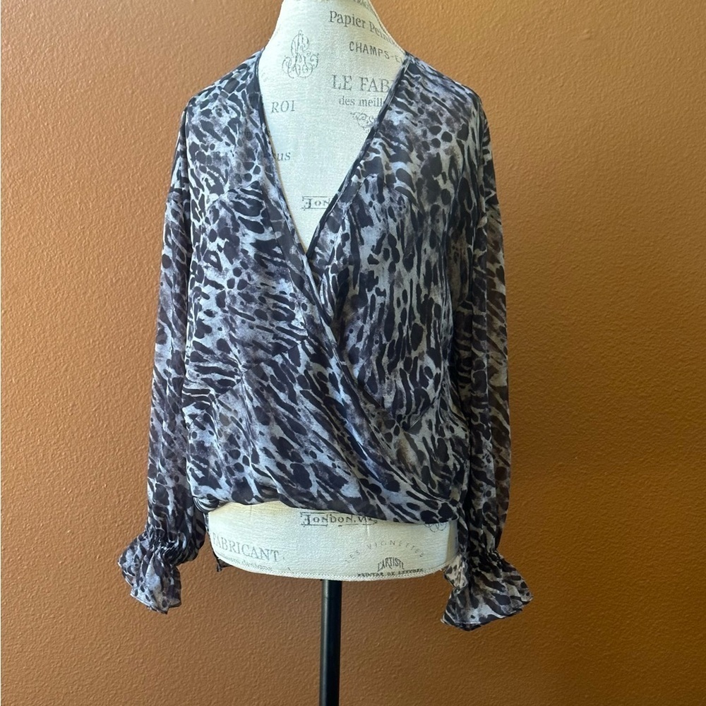 All Saints “Penny Ambient” Animal Print Chiffon Blouse Medium New Without Tags! - Picture 8 of 15